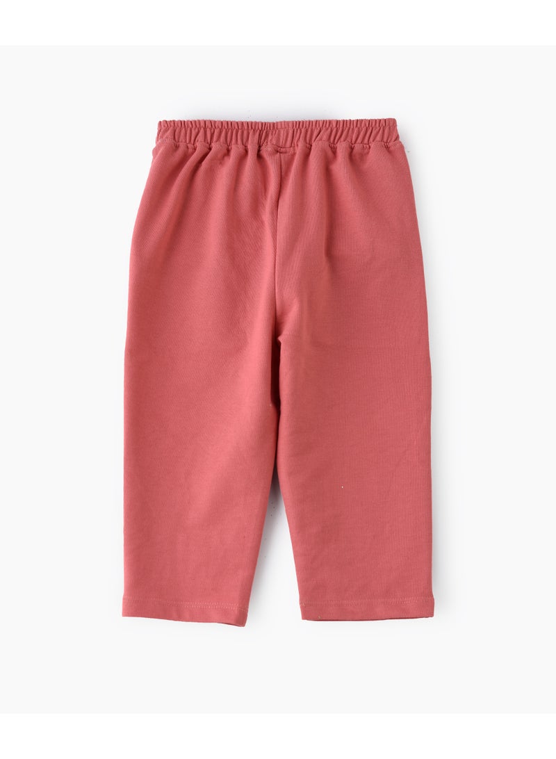 Jelliene Girls Pink Cotton Pants with Floral Embroidery - Image 2